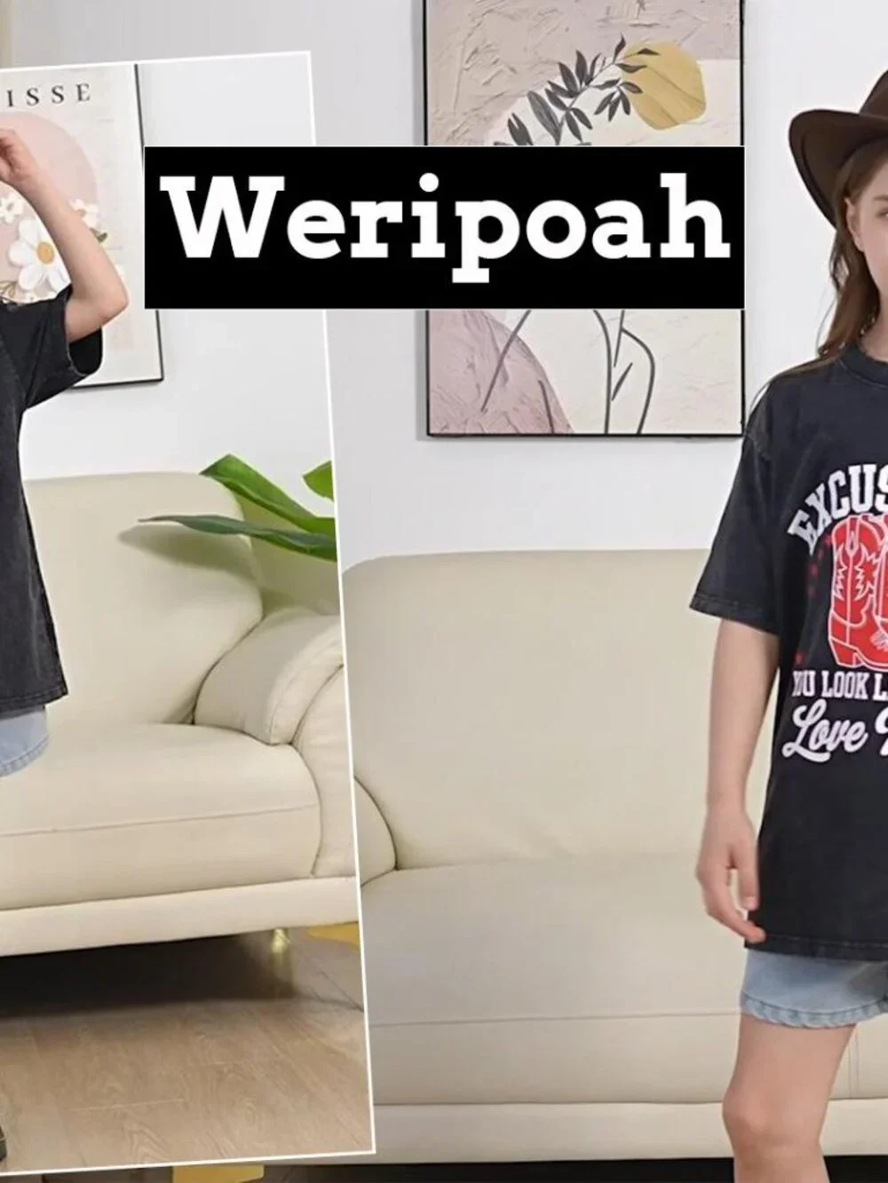 Girls Western Cowgirl T-Shirt Acid Wash Letter Print Rodeo Tee